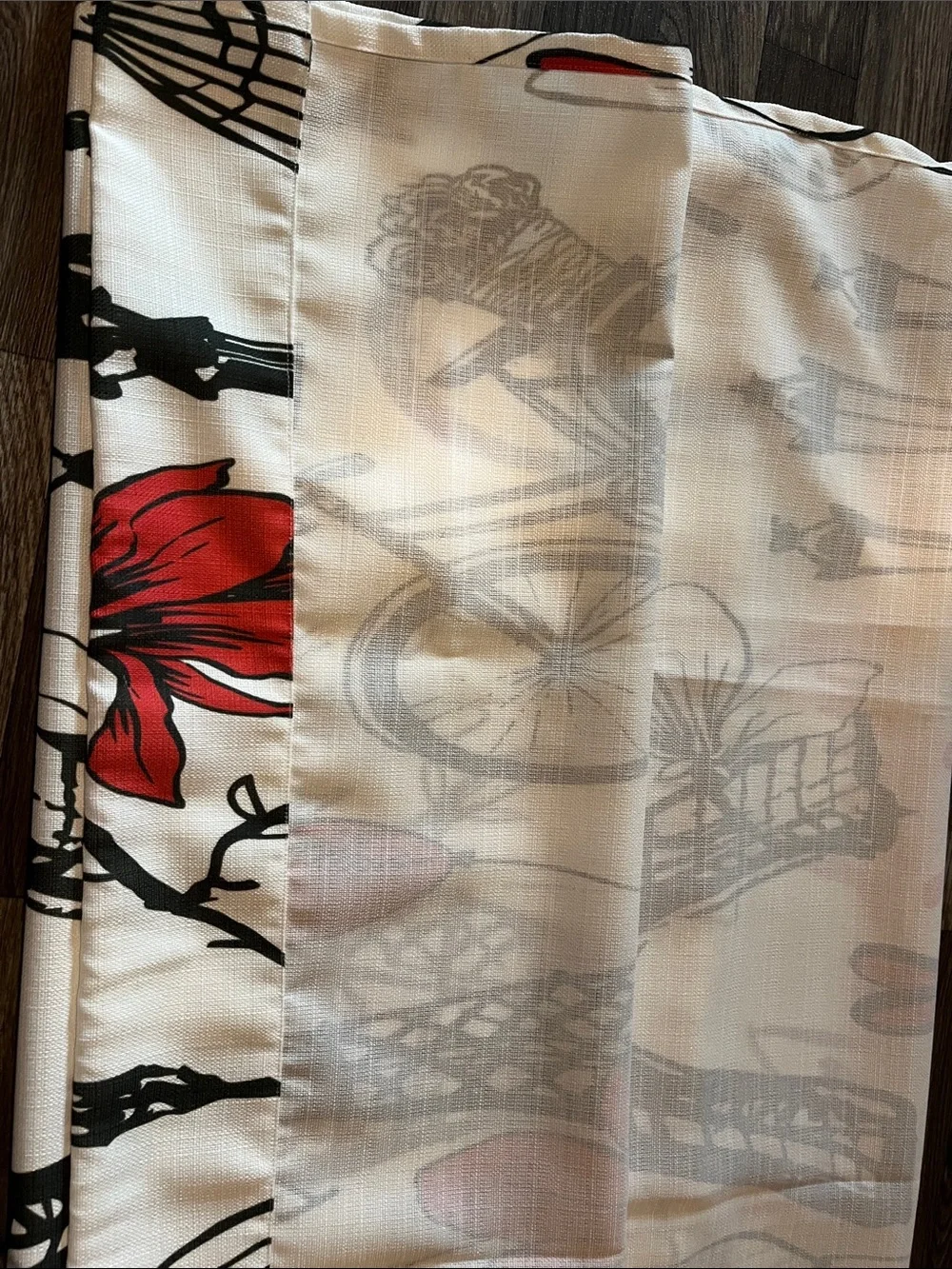 Paris Sketch Red & Black Printed Window Curtains 2 panels